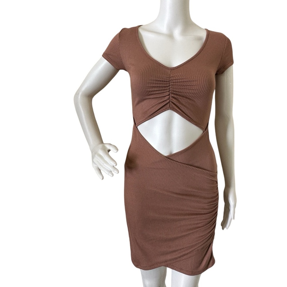 Twist Knot Cut Out Bodycon Ruched Dress